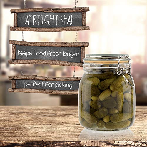 Glass Jar with Airtight Lid 32 oz | Food Storage Jar, Wide Mouth, Leak Proof Kitchen Canister - size: 32 oz