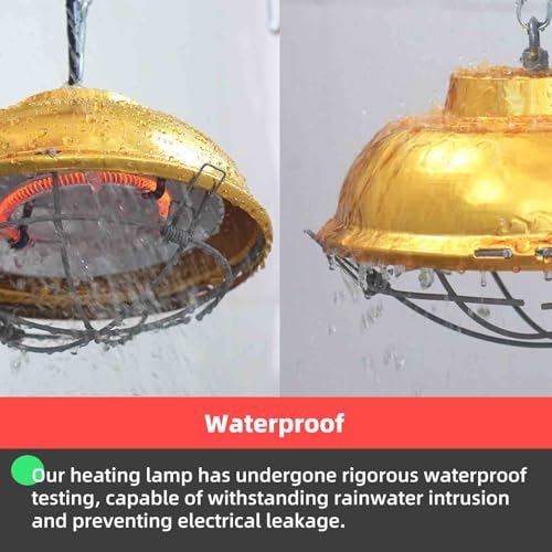 Chicken Coop Heater Inside Coop heat lamp，300 Watt Two-Stage Temperature Brooder Heater for Chicks, Duck，Poultry