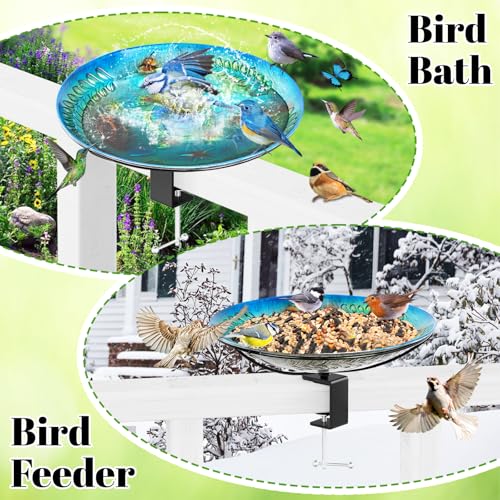 Deck Mounted Bird Bath for Outside, Detachable Birdbath Bowl with Sturdy Clamp, Outdoor Bird Baths Bowl for Attracting Birds Garden Yard Decor (Ocean Blue Turtle) - color: Ocean Blue Turtle