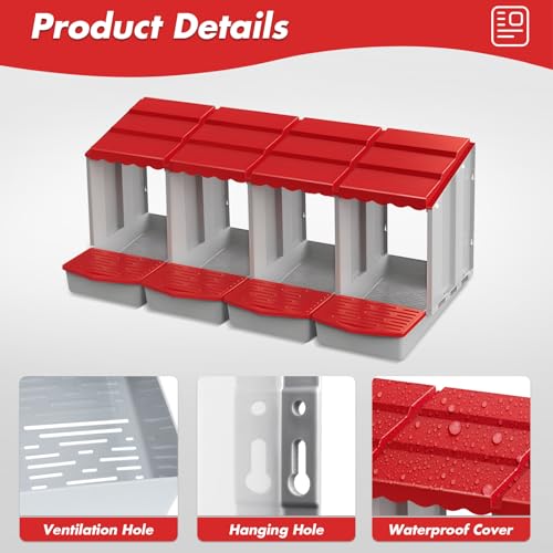 4 Hole Chicken Nesting Box with Rolling Egg Collection Design | Rolling Egg Collection & Protection Nesting Boxes, Avoid Broken Eggs, Ideal for Coops, Backyard & Family Chicken Raising ﻿ - size: 4 Compartment