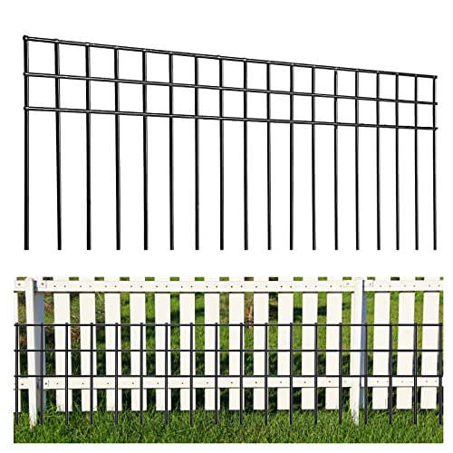 32x10-inch No Dig Animal Barrier Fence, 20 Pack Black Dig Protective Fence with 1.5 inch Spike spacing, Dog/Rabbit/Groundhog Underground Defence, for Outdoor Garden Patio - size: 32x10-20P black