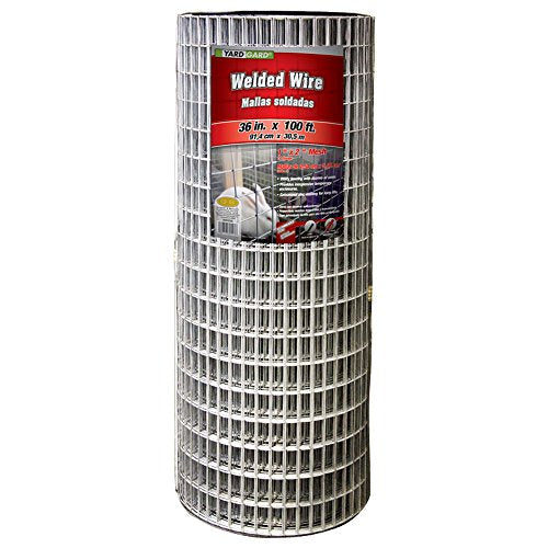 YARDGARD 1 in. x 2 in. Mesh Welded Wire Fence Roll, 36 in. x 100 ft., 14-Gauge Galvanized Steel Fence for Animal Enclosures, Garden Protection and Property Fencing - size: 36 in. x 100 ft., 14 ga.