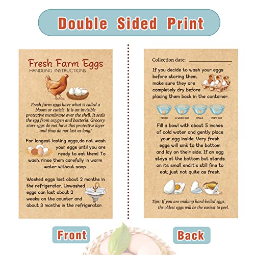 Kisston 200 Pcs Egg Handling Instruction Cards Bulk Fresh Farm Egg Care Labels 2 x 3.5'' Resuable Eggs Carton Stamp Thick Paper Design for Basket Farmstand Market Business Supplies (Simple Style) - style: Simple Style