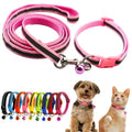 XS Dog Collar Leash Set, Nylon Puppy Collars with Bell Basic Reflective Small Dog Collars Girls for XXS Xs Small Pet Animal Litter Tiny Girls, Pink - color: Pink