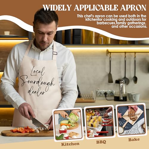 Local Sourdough Dealer Apron for Women with Deep Pockets - Funny Bakers Apron, Unique Sourdough Gifts for Women & Bread Bakers, Adjustable Kitchen Apron for Mom, Mother’s Day Baking Gift - B28 - color: Local Sourdough Dealer 2
