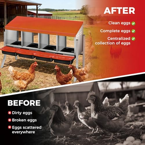 Chicken Nesting Boxes with Cleanable Pull-Out Trays, 4-Hole Wall Mount Roll Away Nest for Easy Cleaning & Egg Collection - size: 4 holes with legs