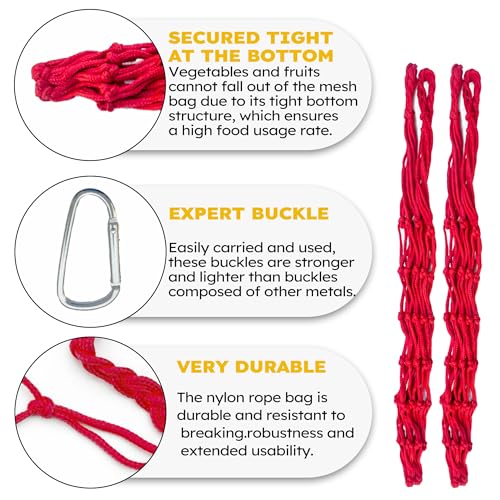 Hanging Poultry Feeder Net 2pcs - Chicken Veggies Bag, Chicken Toy for Coops, Hanging Vegetable Bag, Enrichment Toy for Hens Ducks Coops (Red) - color: Red