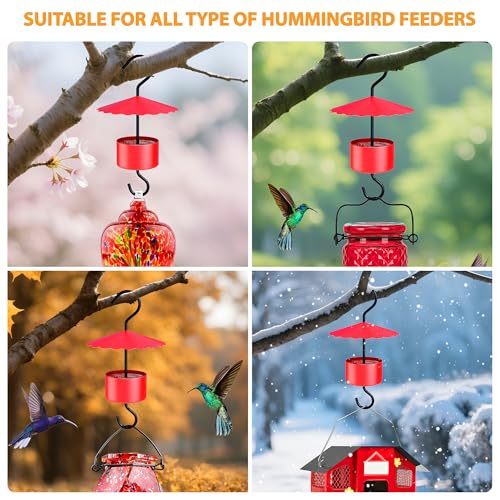 Large Metal Hummingbird Feeder Ant Guard 5 oz, Ant Moat for Hummingbird Feeders, Effectively Keeps Honey Safe, Fits All Humming Bird Feeders, Made of Metal, Red