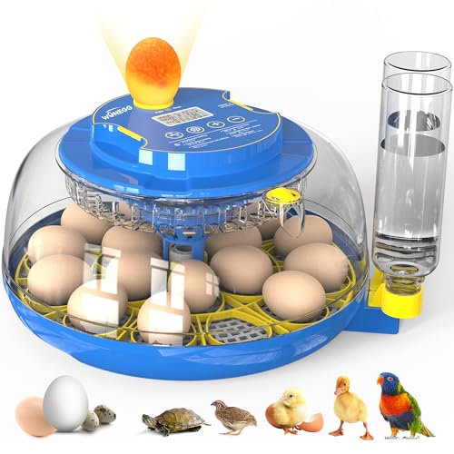 18 Eggs Incubator for Hatching Eggs with Automatic Egg Turning and Humidity Control, Egg Candler, External Water Bottle Refill, Hatch Days Display, 360° Clear View, for Chicken Duck Goose Quail Birds - size: 18 eggs