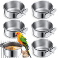 6 Pack Bird Feeding Bowls Cups, Parrot Food Water Dishes Stainless Steel Bird Food Bowls with Clamp 10oz Birds Water Feeder for Parakeet Conure Cockatiel Lovebird Budgie Chinchilla Small Animal