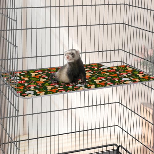 Bienbee Ferret Cage Liner Set, Leakproof Ferrets Cage Accessories for Small Animals Rats Chinchillas Hedgehogs Ferrets(Green Mushroom,Top Pan Liner) - color: Green Mushroom, size: Top Pan Liner