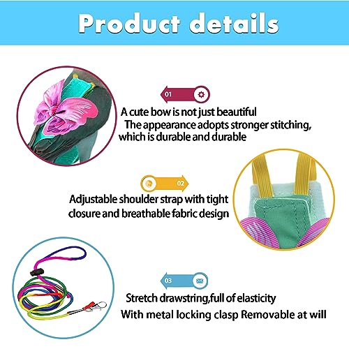 Bird Diapers Harness and Leash Parrot Diapers Parrot Flight Clothes Suit | Bird Clothes Washable Bird Nappy Recovery Diapers for Small Medium Birds Parakeets Parrot Cockatoos Cockatiel Macaws-Small - size: S