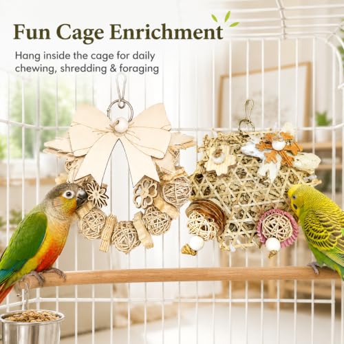 2PCS Natural Bird Toy,Chew Toys for Parakeets,Cockatiels,Conures,Love Birds,and Other Small to Medium Birds - style: Style 1