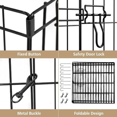 Artmalle 36-Inch Dog Playpen with Bottom Pad, 8-Panel Rustproof Fence | 36-inch rustproof 8-panel dog playpen with bottom pad, tool-free setup and flexible shapes for indoor or outdoor use. - style: 24'' x 36'' with Bottom cover