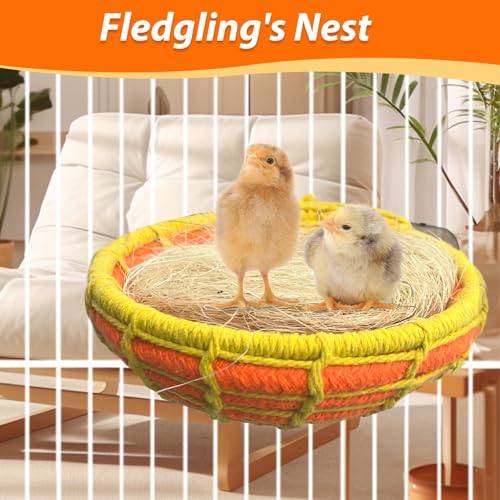 kathson Bird Nest Parakeet Breeding Nest Bed with Natural Coconut Fiber Parrot Hemp Rope Weave Hatching Nesting Box for Cockatiel Canary Lovebird Budgie Conure and Small Parrots - size: Orange