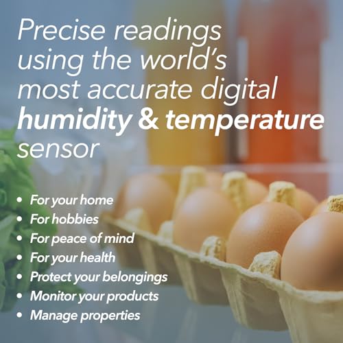 HT1 Smart Temperature Sensor & Humidity Sensor - Thermometer & Hygrometer w/App Monitoring - Indoor/Outdoor Temperature and Humidity Monitor w/Heat Index for RV, Fridge & More