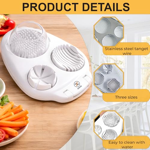 Egg Slicer for Hard Boiled Eggs – 3-in-1 Stainless Steel Egg Cutter & Hard Boiled Egg Slicer, Heavy Duty Egg Chopper with Cleaning Brush for Strawberry, Mushroom, Grape, Cherry Tomato