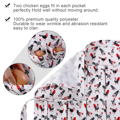 Egg Collecting Apron, 12 Pouches Chicken Egg Apron | Farmhouse Aprons for Chicken, Duck, Goose, Poultry Collection - color: Red-tailed Chicken, size: 49*52cm