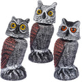Hausse 3 Pack Bird Scarecrow Fake Horned Owl Decoy, Rotating Head Plastic Owl Bird Deterrents, Nature Enemy Horned Pest Repellent for Outdoor Garden - size: 3 Pack, Rotating Head