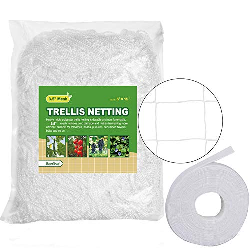 3.5in Mesh Trellis Netting, 5x15ft, 1 Pack | Polyester mesh netting for vine crops & plants; Suitable for garden garden applications - size: 3.5" Mesh (5'X15')