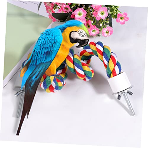 Hemobllo Bird Rope Perch, Colorful Parrot Cotton Rope Bird Perch Stand Climbing Toys Pet Parrot Chewing Toy for Parrots Cockatiels Parakeets Budgie Cages - size: 80cn