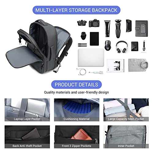 MOLNIA 50L Expandable Travel Backpack for Men Women, Carry On Backpack Airline Approved, Suitcase Backpack with Packing Cubes, Water Resistant Luggage Backpack Daypack Weekender Bag, Black - color: Black With Packing Cubes