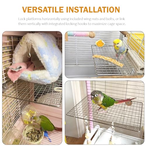 2 Pack Stainless Steel Bird Perch Platform for Cage, 6.3 x 4 in Wire Mesh Resting Stand, for Conure Cockatiel Lovebird Small Parrot - color: Stainless Steel-6.3 X 4 Inches