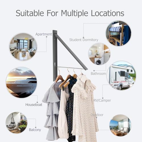 Clothes Drying Rack Folding Indoor,Laundry Room Organization,Wall Mounted Drying Racks for Laundry,Laundry Drying Rack Collapsible,Laundry Drying Rack,Retractable Clothesline (Gunmetal Gray) - color: Gunmetal Gray