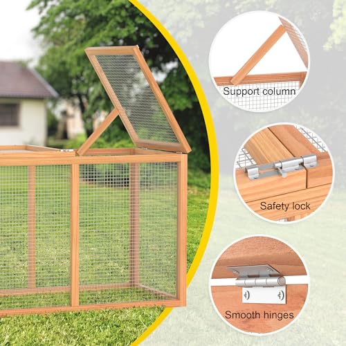 GOJOOASIS 40" Wooden Chicken Run Coop Outdoor Hen House | Poultry Cage, Fir Wood Build, Galvanized Wire Fence, Lockable Entrance, Holds 2-4 Chickens, for Backyard Garden Use - size: B