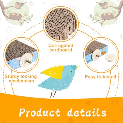 Flat Bird Perch Bird Chew Toy Parrot Perch Stand Platform Paw Grinding Stick Grinding Stand Parrot Cage for Macaws, Small Parakeets, Conures, Budgies (7.2 x 4.7 x 1.1 inches)