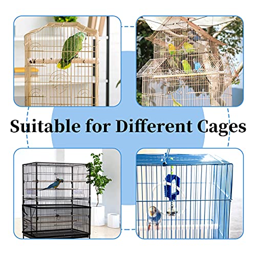 Daoeny Large Bird Cage Cover, Bird Cage Seed Catcher, Adjustable Soft Airy Nylon Mesh Net, Birdcage Cover Skirt Seed Guard for Parrot Parakeet Macaw African Round Square Cages (Black) - color: Black
