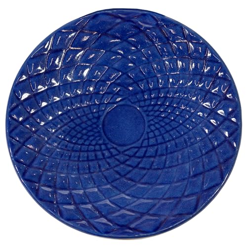 Sunnydaze Outdoor Ceramic Bird Bath, 22.5” H, Glazed Bowl, Blue Lava Finish | 2-Piece Birdbath, 6 Cup Water Capacity, UV & Frost-Resistant, Easy Assembly, Shallow Bird Bath Bowl with Pedestal for Garden - style: Blue Glazed with Lava Distressed Pedestal