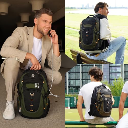 Swissdigital Design Laptop Backpack with USB Charging Port, Travel Backpack Fits 15.6 inches Computer, 31L College School Backpack for Men, Olive/Black | SD803-26 - color: Olive/Black