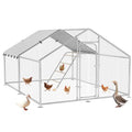 10 x 9.9 x 6.4 FT Metal Chicken Coop, Chicken Run with Cover | Walk-in Metal Chicken Coop, Waterproof Cover, Side Hardware Cloth, Roosting Perch, reinforced frame, Backyard & Farm Use - size: 119.0"L x 119.0"W x 78.0"H