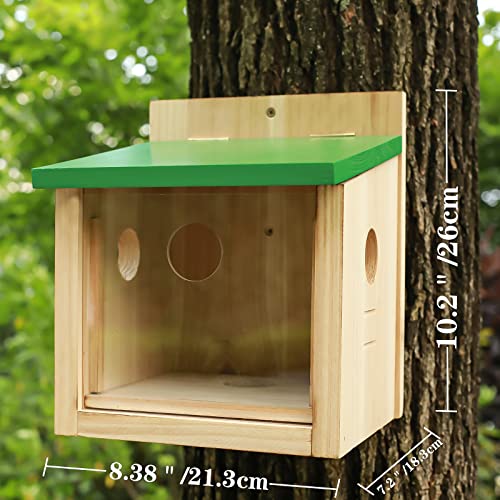 STARSWR Bird House Large Bluebird House Feeder Outdoor Mealworms Feeder for Bluebird with Viewing Window,with Easy Clean Removable Door Outside Hanging Birdhouses