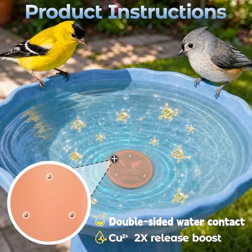 Bird Bath Copper Disk 99.9% Pure Copper Release Cu Clean Water Outdoor Disc | Diameter 4", 0.6mm Triple-Point, Release Boost Cu+, All-Season Purification, Outdoor Bowl Birdbath, Garden Backyard Disc - color: Pure Copper Disk
