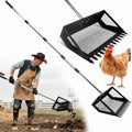 Chicken Poop Scooper Rake, 2-in-1 304 Stainless Steel 15 Inch Scoop | 39-66 Inch Adjustable Handle, Durable 304 Stainless Steel, Sand & Litter Sifting, Chicken Coop & Pet Waste Cleaning - color: Black