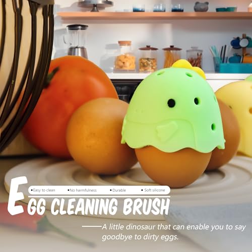 Dinosaur Egg and Vegetable Washer, 2.17 Inches, Food-Grade BPA-Free, Yellow (1, Yellow) - color: Yellow