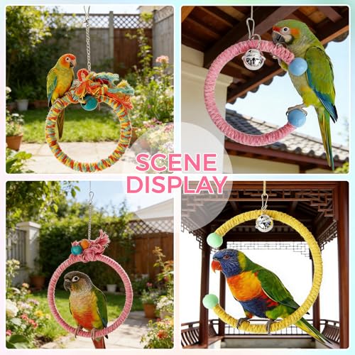 Colorful Circular Bird Swing,Bird Rope Chewing Toys Parrot Cage Bite Toys (Small Half-Round Patterned) - color: Small Half-Round Patterned
