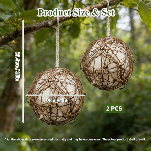 GUTE Globe Hummingbird Nesters 2Pcs Natural Material Refillable Ball | Natural Nesting Material,Refillable Design,Weather-Resistant,Quick-Dry,Hanging Station,For Wrens/Finches,Indoor/Outdoor. - size: 2Pack