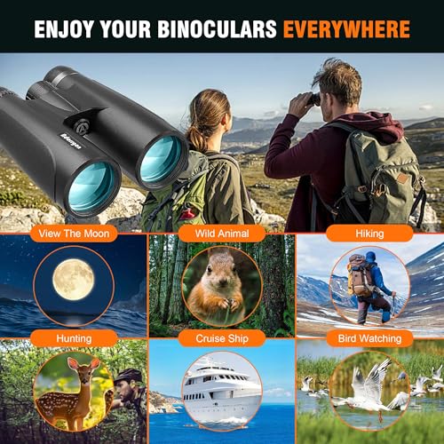 12x54 Binoculars for Adults High Powered - Large Eyepiece & Waterproof | BAK4 Prism, Clear Low Light Vision, Easy Focus, for Bird Watching, Wildlife, Cruise, Travel, Hunting, Outdoor Sports - size: 12x54