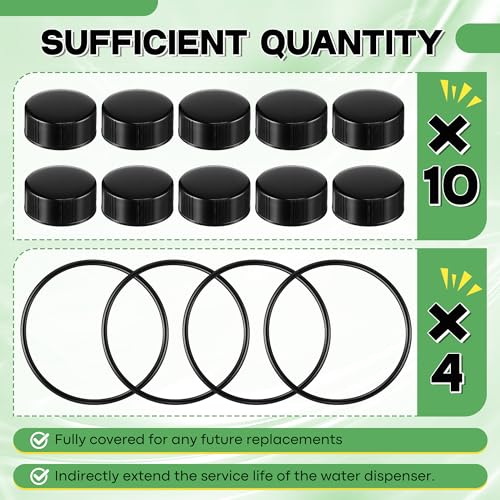 Poultry Fountain Renewal Waterer Part, 10 Replacement Cap,4 O Ring,Black | Compatible with Miller PPF3/PPF5/PPF7,Compatible with Farm-Tuff 3/5/7 Gallon Poultry Founts - color: Black
