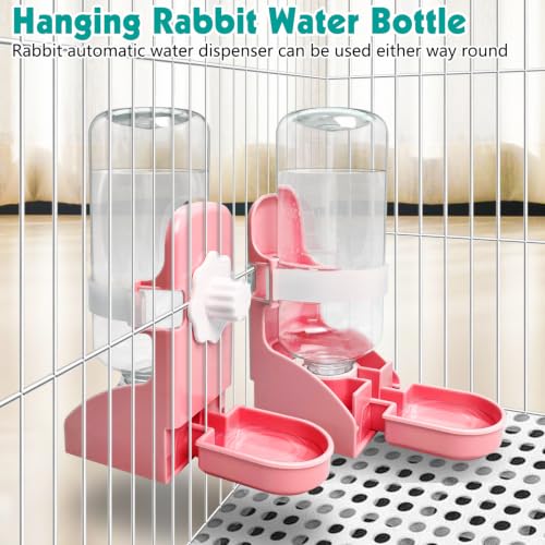 kathson Rabbit Water Bottle, 17oz Hanging Water Fountain Automatic Dispenser No Leak WaterFeeder for Bunny Chinchilla Guinea Pig Hedgehog Ferret - size: 1PCS Water Dispenser, Pink