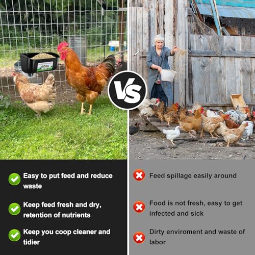Chicken Feeder Waterer, 3 Pack Duck Feeder Supplies, Hanging Fence Feed Trough with Clips for Goat, Sheeple, Piglet, Gooses, Turkeys, Dog Livestock Poultry, Black - color: 3 pack Black