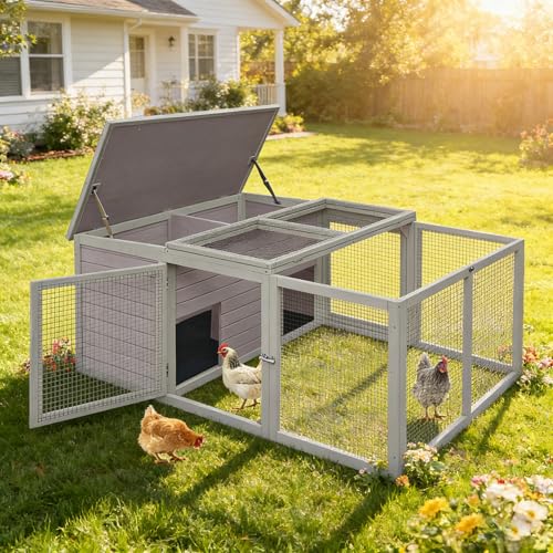 Aivituvin Walk in Chicken Coop, Chicken House Coop, Chicken Coop for 8 Chickens, Outdoor Poultry Duck Enclosure Small Animal Playpen - Easy Clean PVC Layer Included - size: AIR28