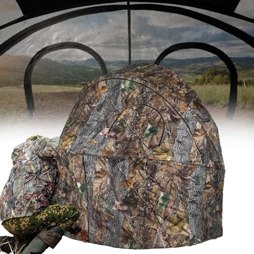 Hunting Chair Blind, 1/2 Man See Through Ground Blind, Camo Tent | Built-in Chair, Portable Blind, One-Way See Through, 1/2 Person, Camouflage, With Carrying Bag, Hunting Blind, Hunting Gear - style: 2 Person