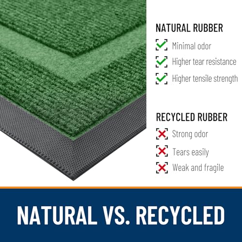 OLANLY Front Door Mat Outside 59x30, All-Season Heavy-Duty Rubber Doormat | Green, Absorbent, Stain and Fade Resistant, Waterproof Non-Slip Backing, Low-Profile Indoor Outdoor Floor Mat for Entryway - color: Green, size: 59" x 30"