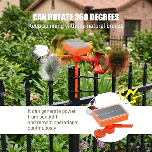 Solar Floating Pool Bird Deterrent, 360° Wind-Driven Reflective Spinner with Sound Box, Upgraded Duck Away Reflector with Shatterproof Mirror for Garden, Patio, Boat & Orchard