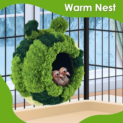 KATUMO Conure Nest, Bird Breeding House Cockatiel Snuggle Hut for Budgie, Parakeet, Cockatiel, Conure, Lovebird, Canary, Finch, Hamster, Small Pets - size: L (Green)