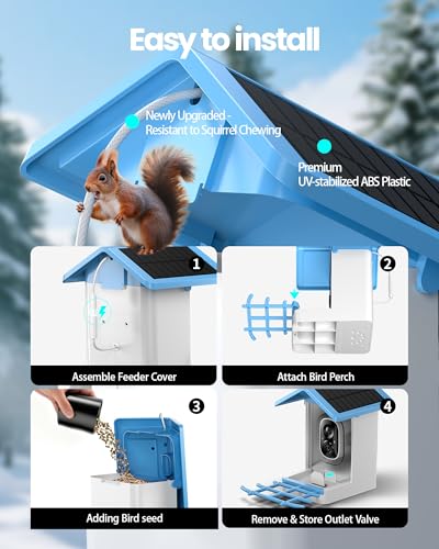 G11 Smart Bird Feeder with Camera, 2.5K, AI Bird ID, 5W Solar, Blue | AI identifies 16,000+ species; 170-degree view, dual night vision, 5000mAh battery, IP65 and 2.4GHz WiFi. - color: Blue